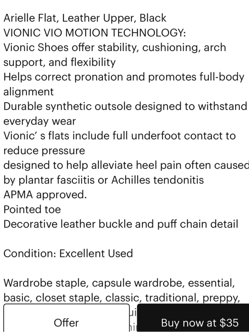 Vionic Arielle black pointy toe flats size 8.5 - Picture 10 of 10